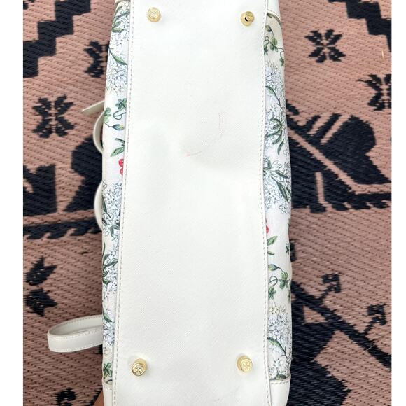 Tory Burch | Robinson Printed Canvas Triangle Tote Watercolor Botanical Print - Picture 5 of 9